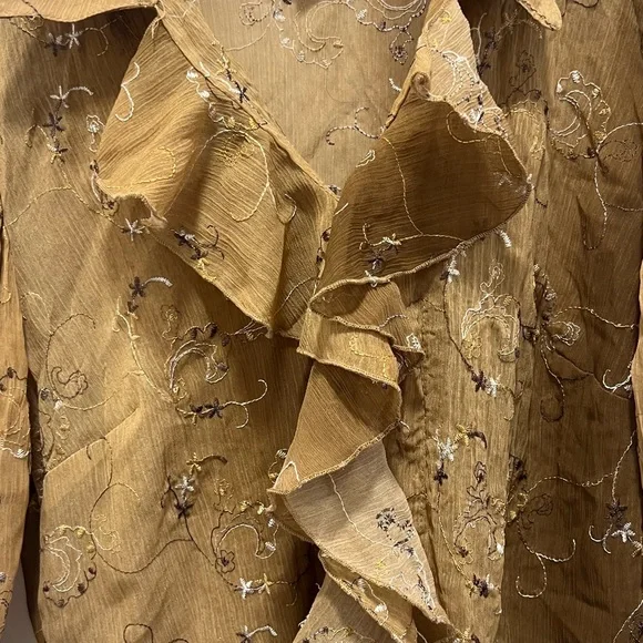 Brown Ruffle Y2k Blouse - Picture 2 of 8